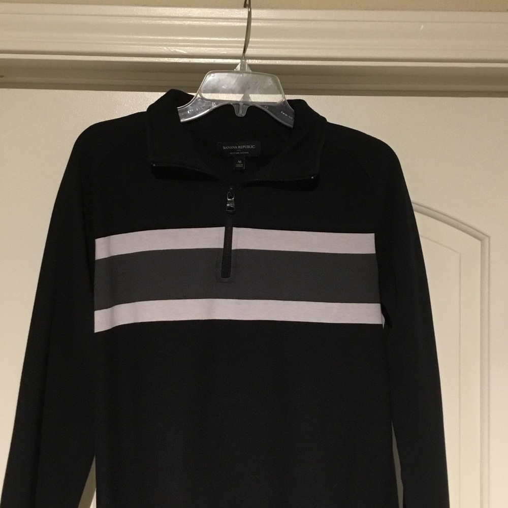 Banana Republic Black and Gray Zip-up Sweater